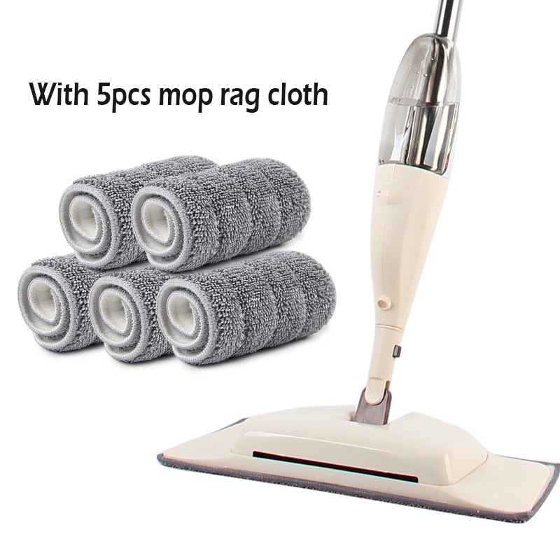 3-en-1 vadrouille de pulvérisation ensemble de balais vadrouille magique plancher en bois vadrouilles plates outil de nettoyage à domicile ménage avec tampons en microfibre réutilisables vadrouille paresseux: 5pcs mop rag