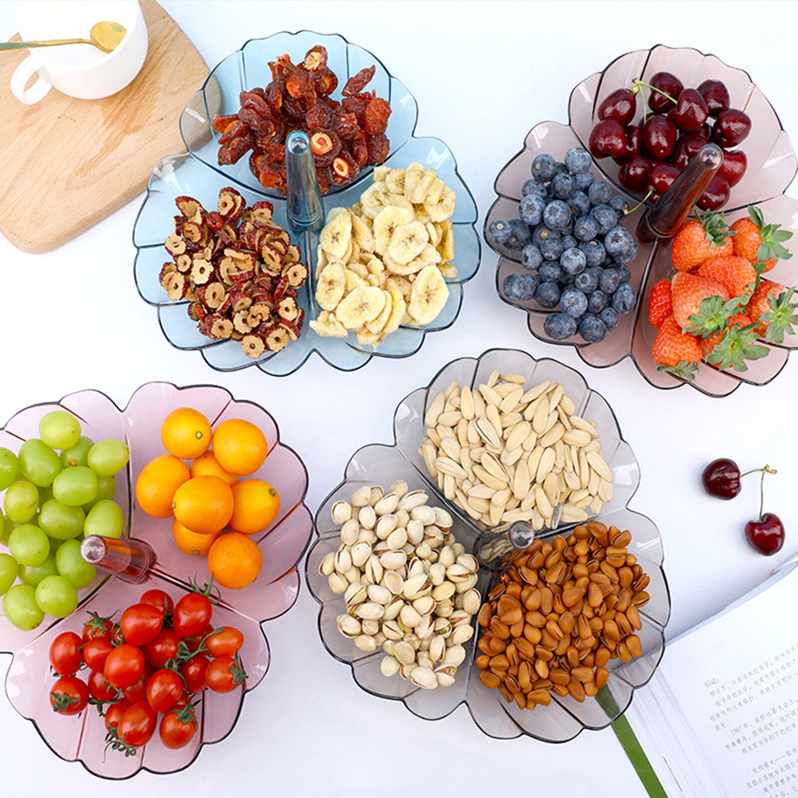 Multi Tiers Plastic Plaat Fruit Bowls Decoratieve Party Desserts Noten Houder