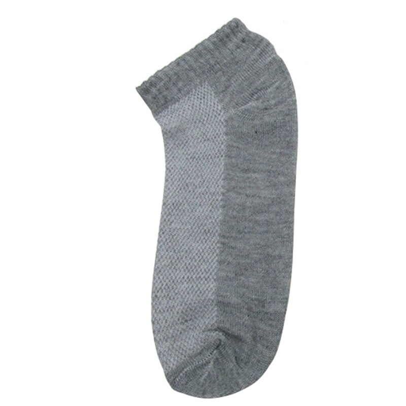 10Pcs=5Pairs Solid Mesh Men's Socks Invisible Ankle Socks Men Summer Breathable Thin Male Boat Socks: gray