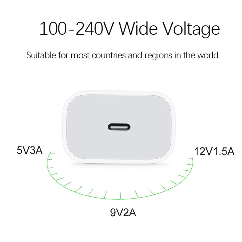 Original 20W USB-C Charger Adapter For iPhone 12 Pro Max 12 mini 11 XS Fast Charging EU Plug Quick PD USB Type C Travel Charger