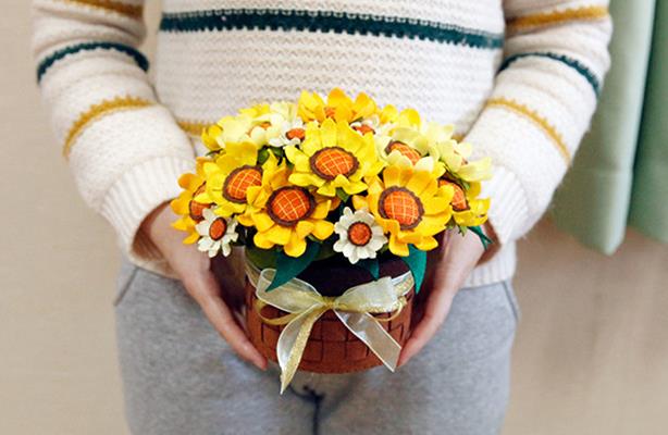 Fieltro Diy brillante girasol flor ramo Kit de fieltro de tela no tejida de costura DIY conjunto fieltro Material para manualidades