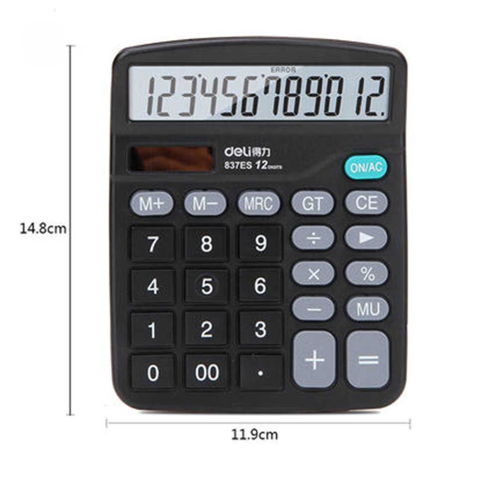 Deli Calculator 12 Digits Display Dual Power Supply Portable Desktop Calculator For Office School Business Accounting Tool Use: 837es Classic ver