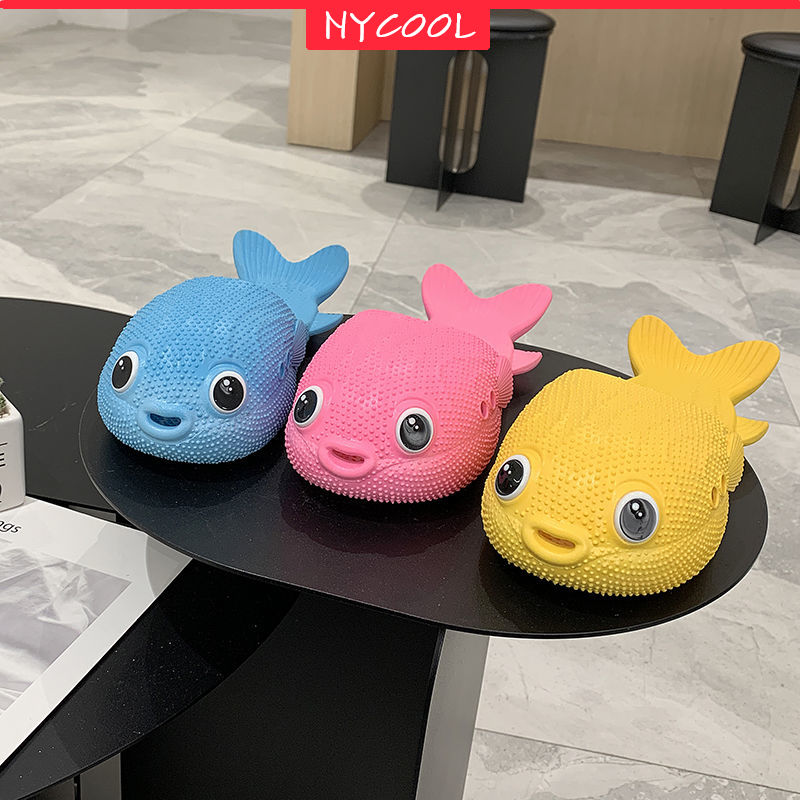 NYCOOL Bionic Boys Girls Cartoon Shoes Puffer Fish Slippers Parent-child Sandals Children Beach Shoes Kids Flip Flops Bathroom