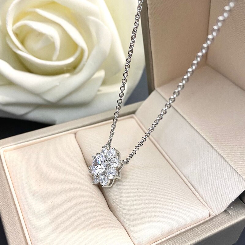 OEVAS 100% 925 In Argento Sterling Creato Moissanite Diamanti Della Pietra Preziosa Del Fiore Delle Donne Del Pendente Del Fiore Della Collana Gioielleria Raffinata Commercio All&#39;ingrosso