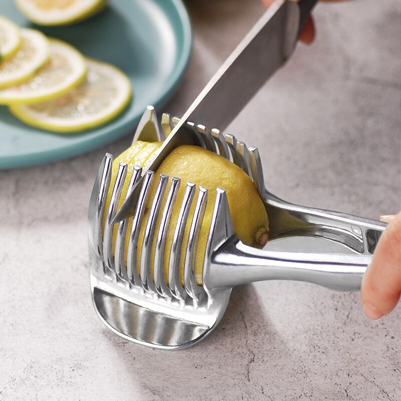 Keuken Gadgets Handige Roestvrij Staal Ui Houder Aardappel Tomaat Slicer Groente Fruit Cutter Veiligheid Koken Gereedschap Accessoires