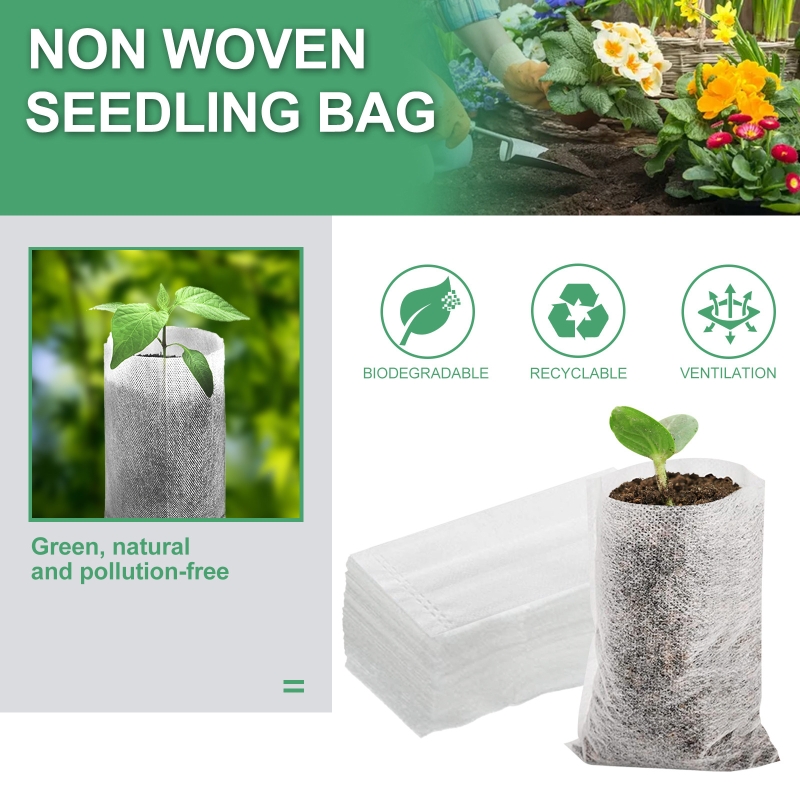 Bolsas de siembra para plantas de vivero, tejido no tejido reciclable respetuoso con el medio ambiente, macetas para cultivo de plantas, suministros de jardinería para balcón al aire libre, 100 piezas