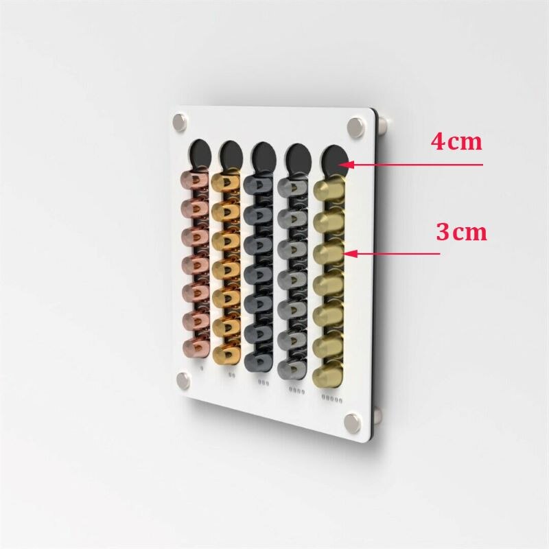 Porte-capsules de café de Nespresso, support mural en acrylique, organisateur de dosettes, support de rangement de 35 dosettes pour étagères à tasses de Nespresso