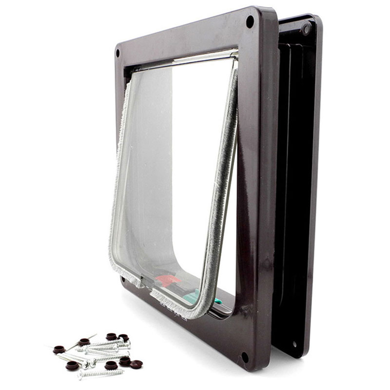 Grappige plastic 4 -weg afsluitbare katten- en hondenkluisklep voor huisdieren, huisdeur, dierenluik, honden- en kattenluik, veiligheidsproducten