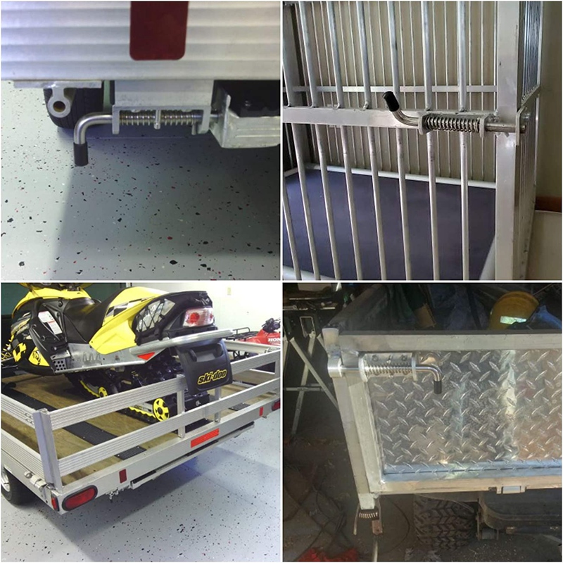 JFBL 4 Pack 5 Inch Spring Loaded Latch Pin 304 Stainless Steel Barrel Bolt Thickened 2mm Door Lock, Brushed Finished