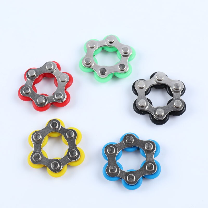Six Roller Chain Novelty Bike Chain Fidget Toys for Pressure Relief Autism ADHD ADD Anxiety in Classroom Office School Portable