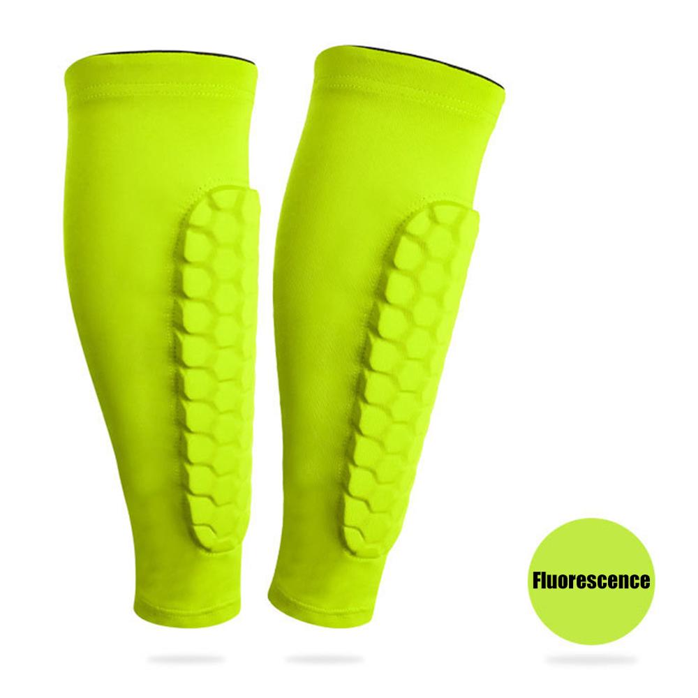 1 PC Waben Shin Guard Sport Fußball Shields Fußball Legging Schienbeinschützern Bein Ärmeln Schutz Getriebe: green / L