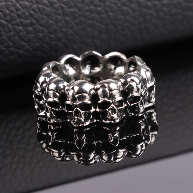 Unieke Zilveren Kleur Punk Ring 316L Rvs Heavy Suiker Schedel Ring Mens Mandala Bloem Santa Muerte Biker Sieraden