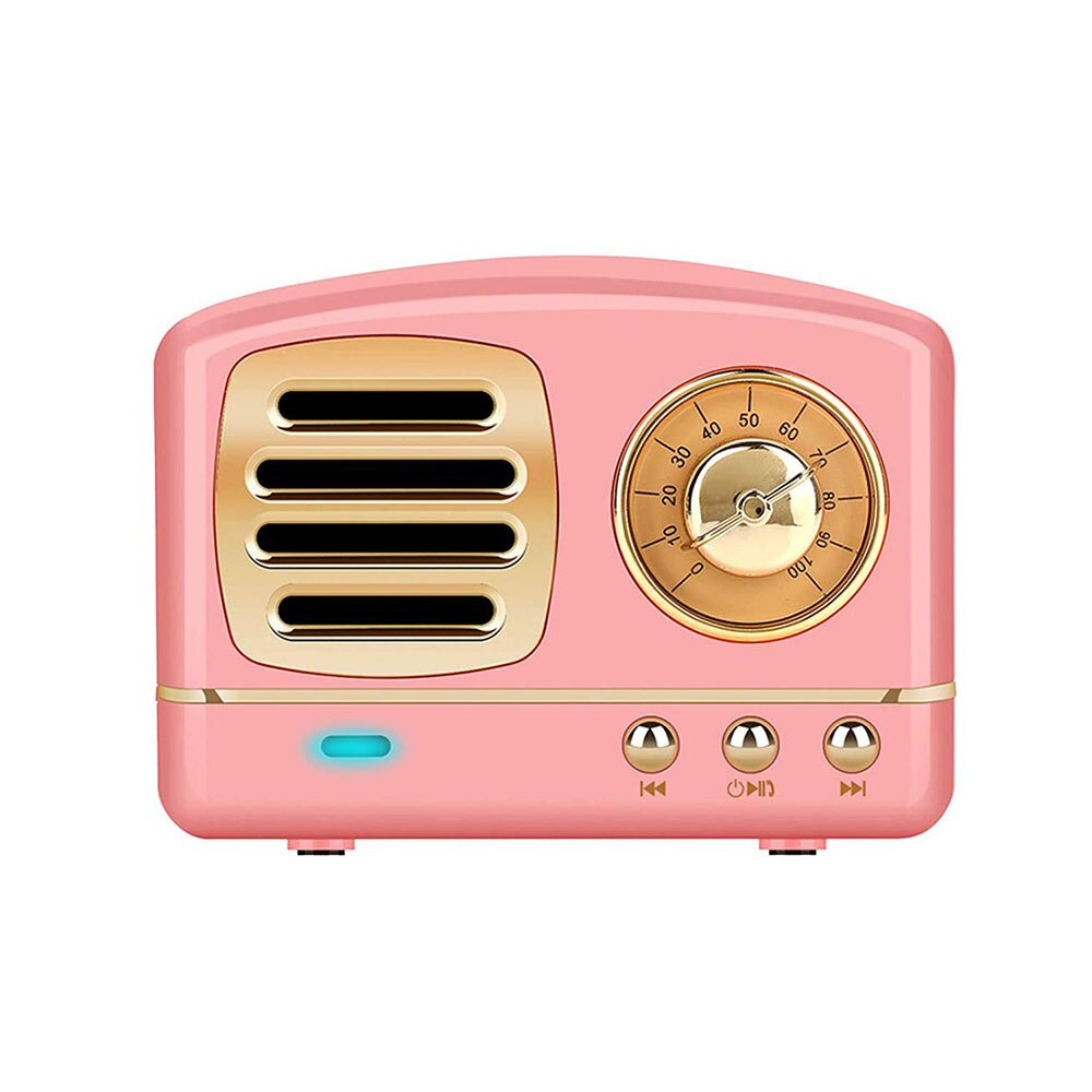 Protable Rechargeable Wireless Stereo Retro Speaker BT Conncetion TF Card USB AUX Input for Travel Kitchen Bedrooms Usage: Pink