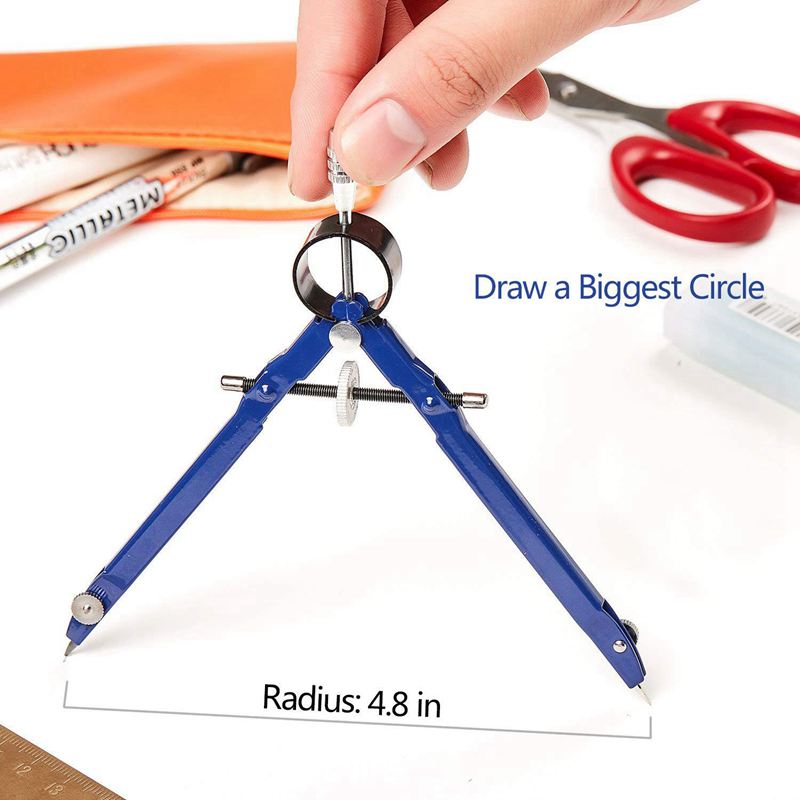 2 Pack Drafting Compass with Lock Math Bow Compass Drawing Metal Compass with Wheel Geometry Compass Bow Divider Precision Stude