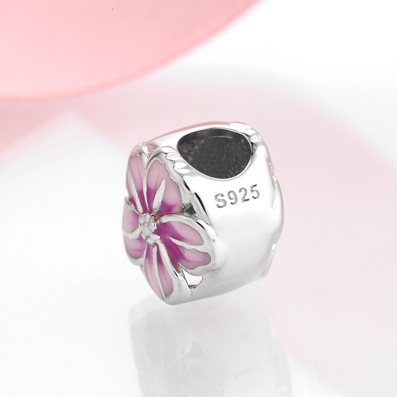 Liebe natur 925 Sterling Silber tiefe rosa luxus blume runde feine perlen passen Original JIUHAO Charme Armbinde Schmuck machen