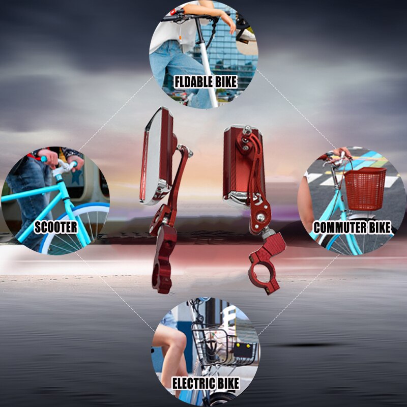 1 par 360 roterende fjellvei motorsykkel sykkel bakspeil sykling rektangel speil reflektor sykkel styre tilbehør