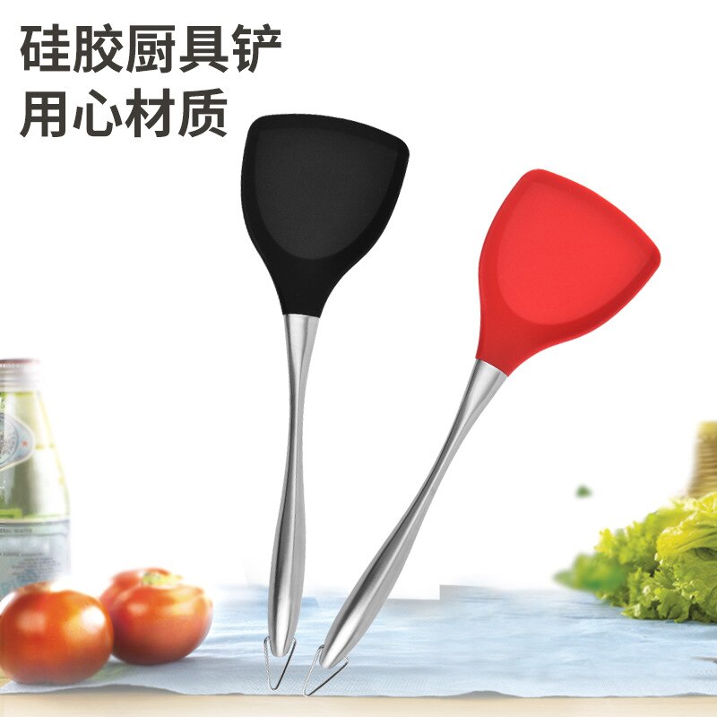 Silica Gel Shovel Stainless Steel Handle Cooking Spatula Non-Stick Silica Gel Spatula zhong shi chan Cooking Appliances