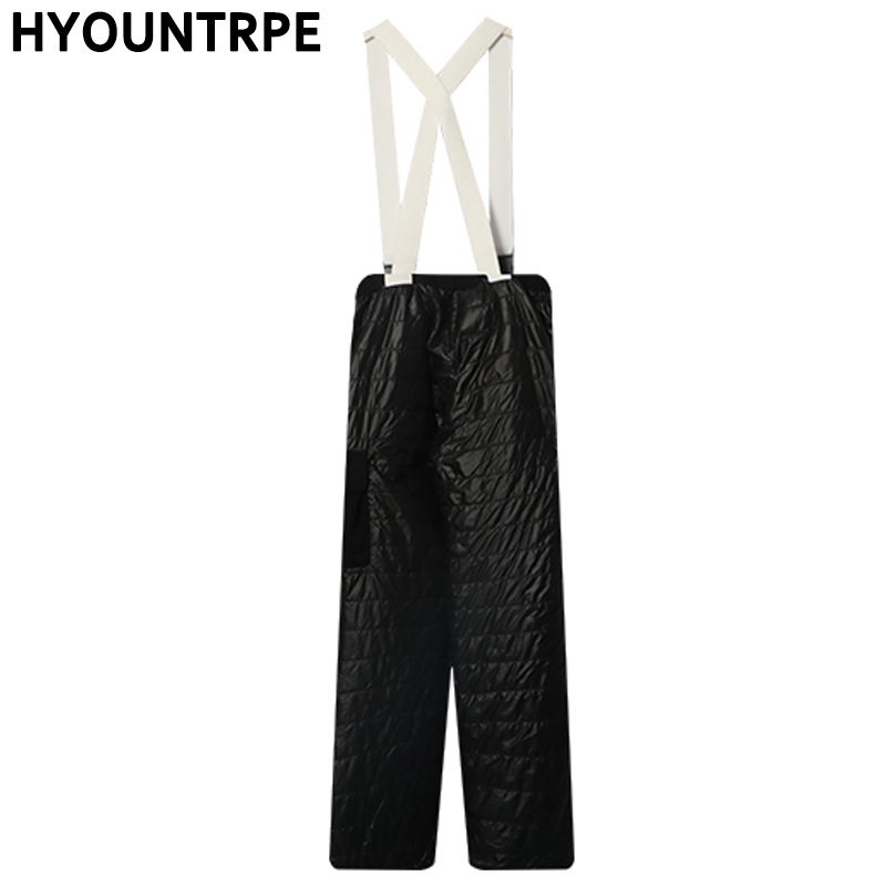 Pantalones rectos con tirantes de para mujer, pantalón holgado de algodón cálido con bolsillos laterales, estilo Hip Hop, ropa de calle alta