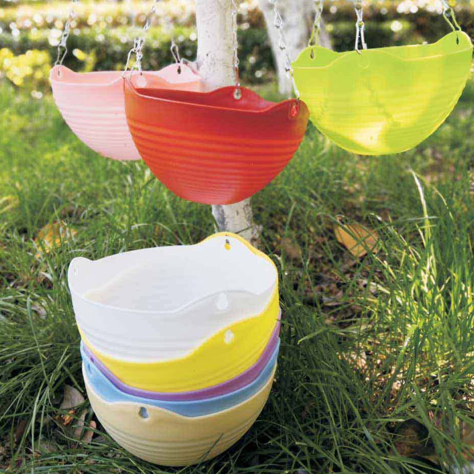 Hanging Plastic Flower Pots Garden Plant Pots Woven Hanger Planter Decorative Flower Pot Hanging Basket Balcony Decoration