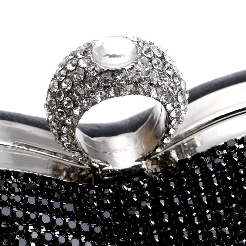 LIXUN Evening Bag - Minaudiere Shape - Diamond Tassel Ring Clutch - Chain Shoulder Party Handbag