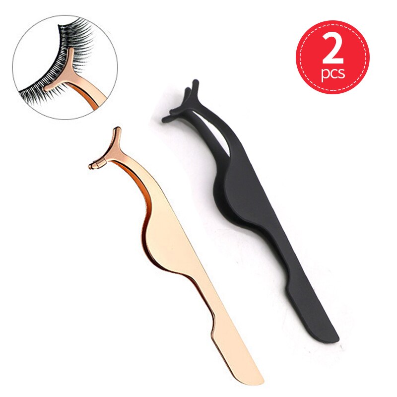 2/3/5Pcs Falsche Wimpern Pinzette Gefälschte Wimpern Applikator Werkzeuge Wimpern Verlängerung Curler Nipper Make-Up Wimpern pinzette Clip: Style C-2PCS