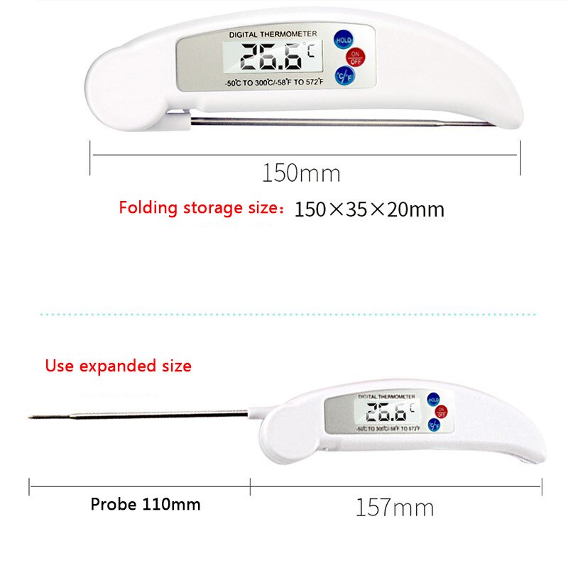 Digital Kitchen Thermometer Probe Portable Foldable Food BBQ Meat Oven Kitchen Thermometer Cooking Water Oil Thermometer Tools