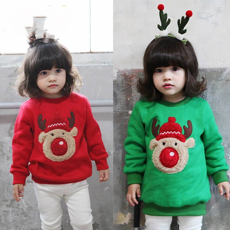 LZH Neue Winter Herbst Niedlichen Pullover Verdicken Sweatshirt Für Infant Mädchen Weihnachten Elch Warme Top Weihnachten Kleinkind Junge Kleidung