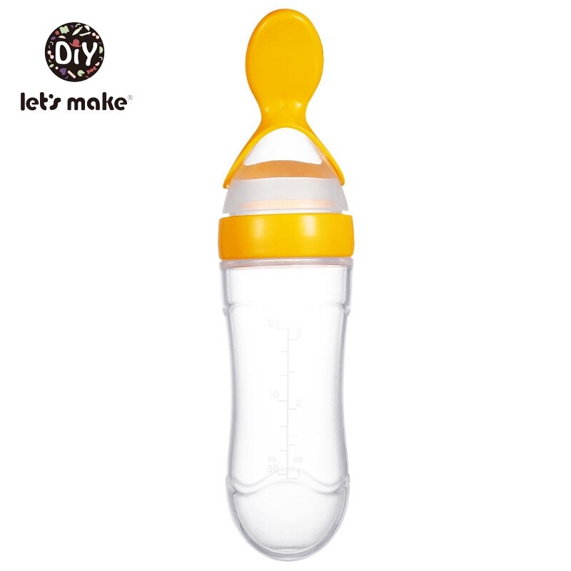 Lad & #39 ;s lave babytræning risske baby klem sutteflaske bordservice værktøj 90ml sikker fødevarekvalitet silikone børnestel: Gul