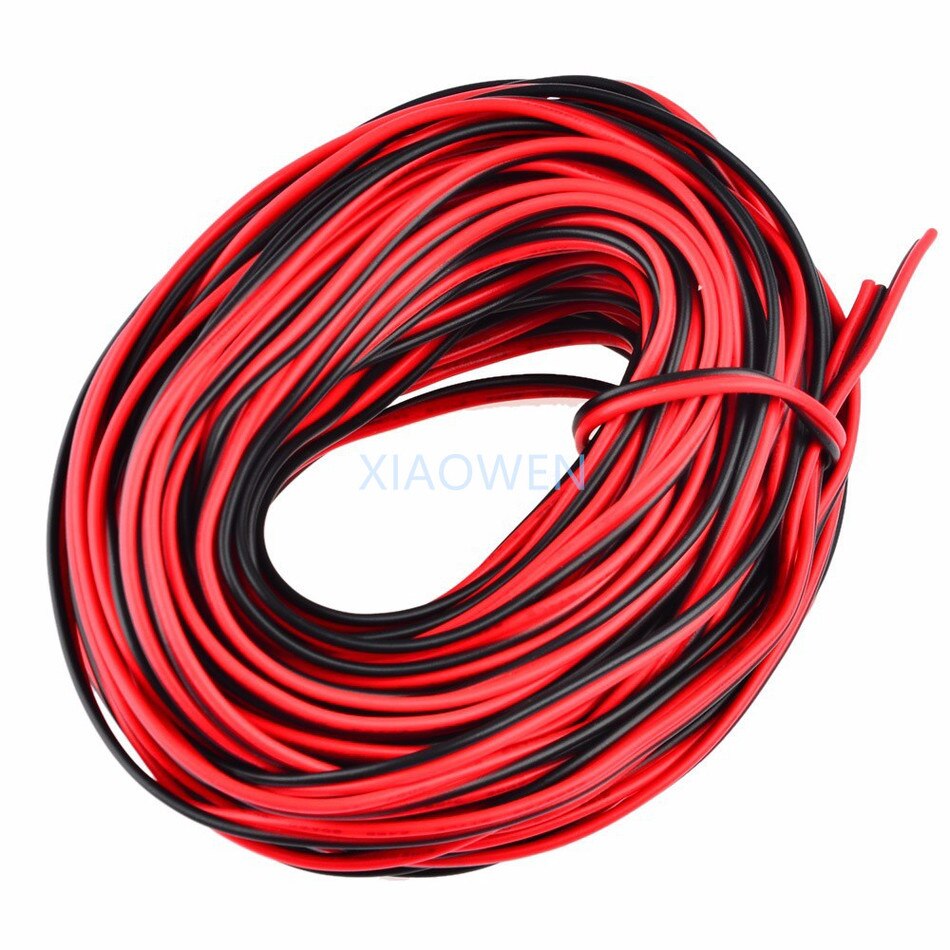 Cable de extensión eléctrico de 2 pines, Cable de 10m, 20m, 50m, 100m, 22AWG, rojo y negro, 2 cables de cobre estañado trenzado para alimentación de tira LED
