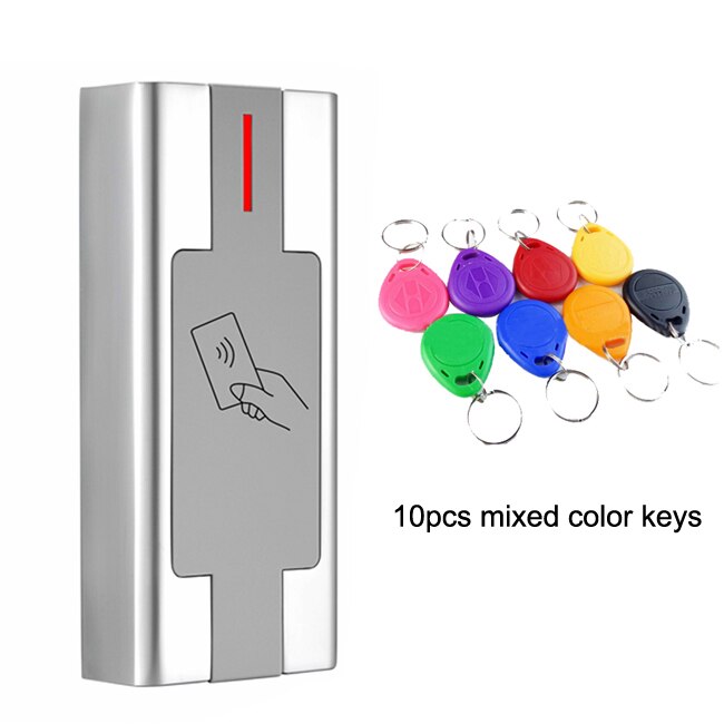 IP67 Waterproof Standalone RFID Metal Access Control Reader 2000 User Proximity RFID 125khz Card Reader Access Control System: H2EM AC 10 color key