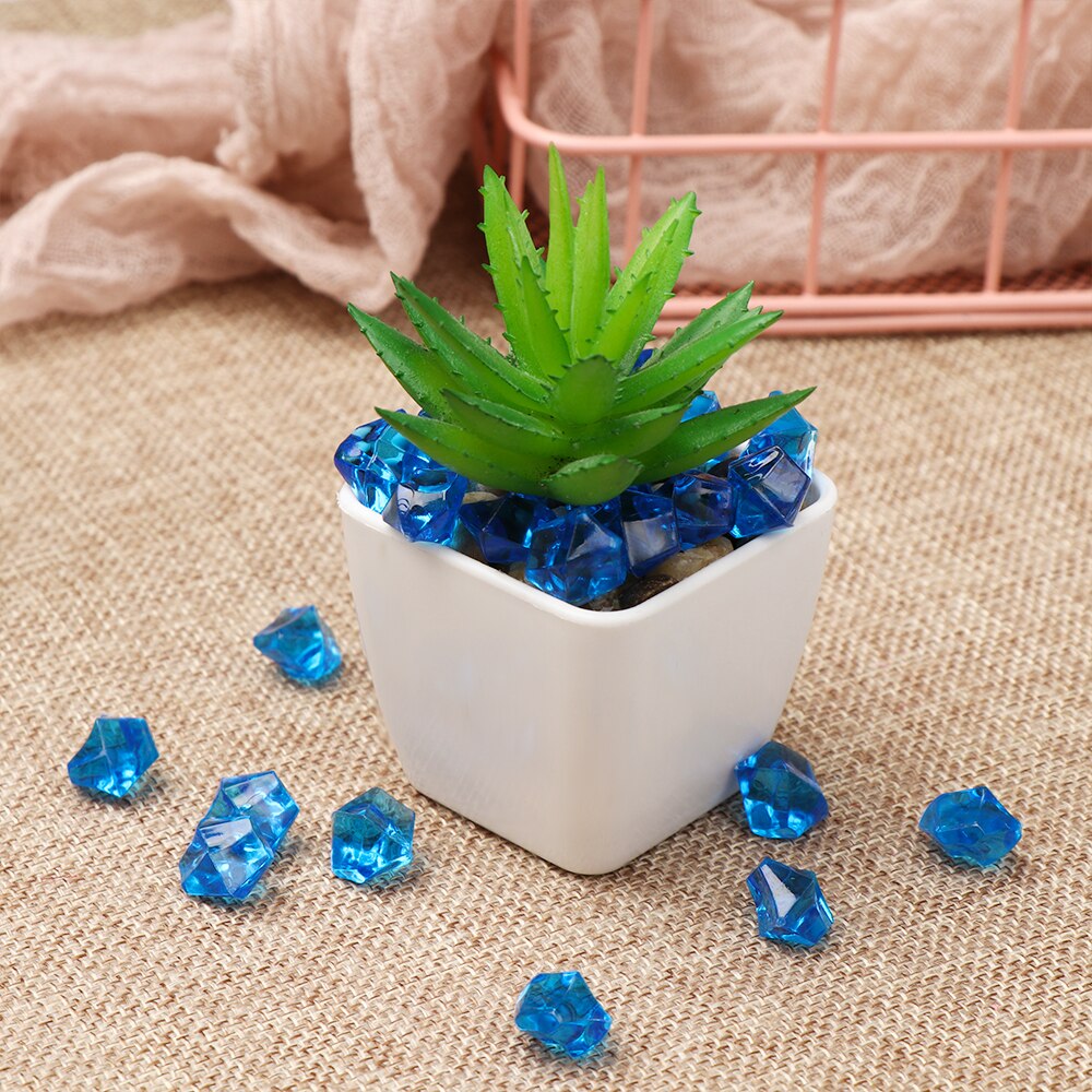Colorful 50Pcs/bag 1.4*1.1cm Aquarium Acrylic Stones Crystal Ice Cubes Decor Vase Filler Pebble Fish Tank Home Ornament