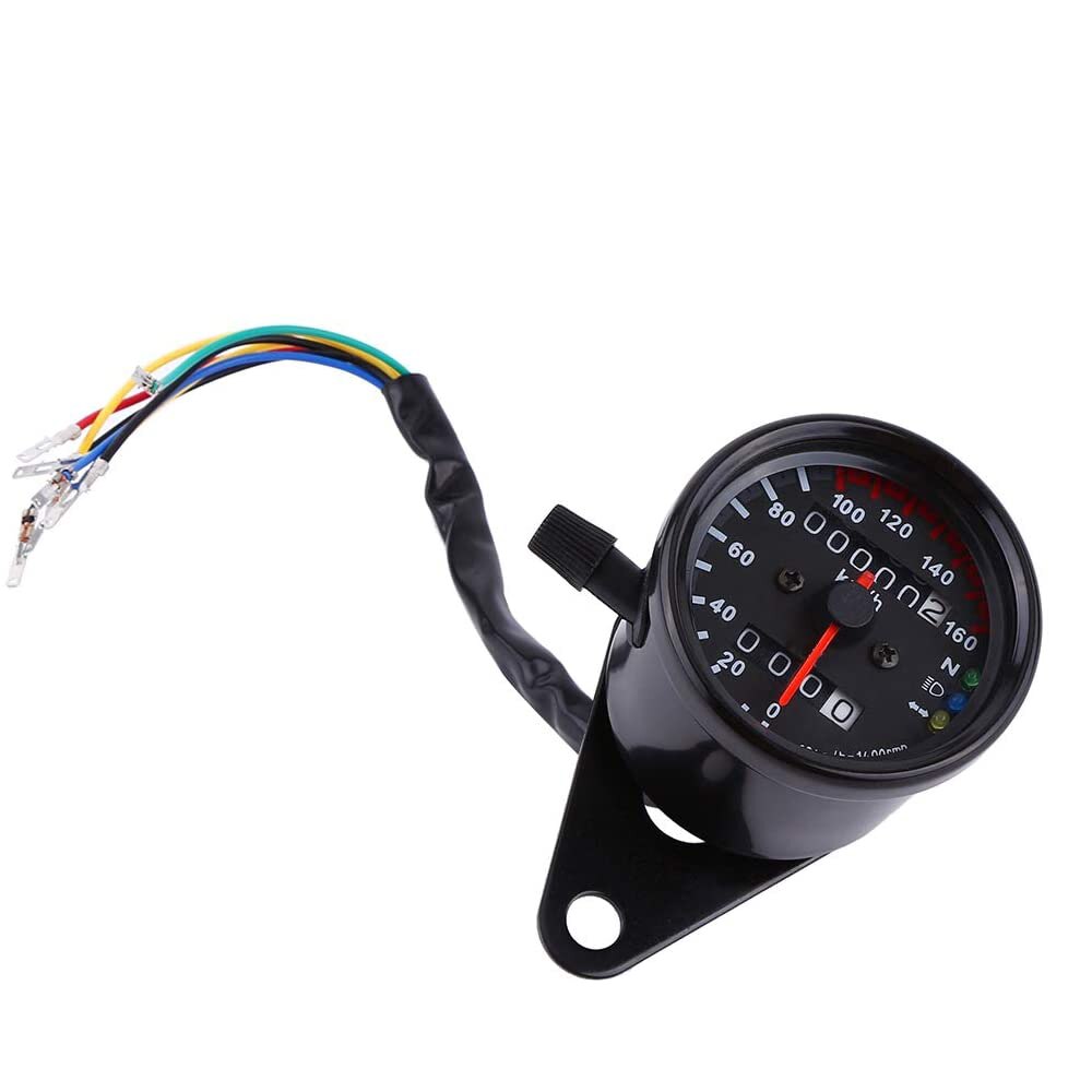 Universal Motorcycle Cafe Racer Speedometer Odometer Gauge 0-160 km/h Instrument with LED Indicator