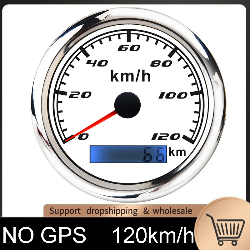 Boot Snelheidsmeter Gauge 30 Km/h 60 Km/h 120 Km/h 200 Km/h Kilometerteller Gauge Zonder Gps Antenne Met Rode Backlight: NO GPS 120kmh WS