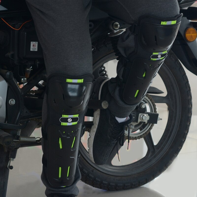 4 Stuks Motorcycle Kniebeschermers Elleboog Leggings Motocross Fietsen Nacht Reflecterende Veiligheid Winddicht Breukvast Beschermende Equipm