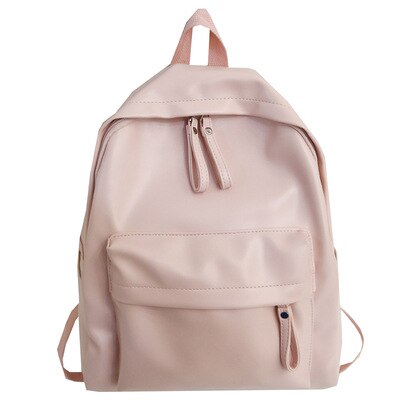 Mochila feminina de couro pu, bolsa ombro escolar de grande capacidade para estudantes: Rosa