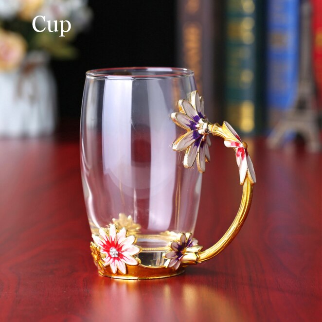 Glas blomst te kop kaffe krus emalje farvet vand kop tekop krystal pyrex perm bevis familie sæt elskere glas: B