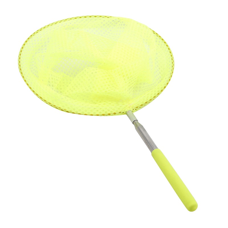 Rete da pesca in acciaio inossidabile Reti da pesca Tasca per pesci Rete da immersione Pali da pesca con asta telescopica Testa di rete Fornitura di attrezzi da pesca: giallo