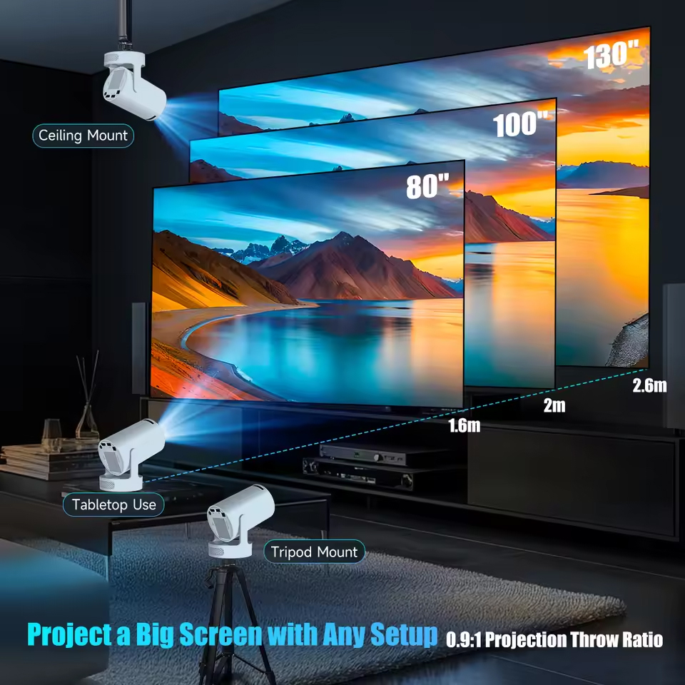 Projector 4K Bluetooth 5.0 Dual Wifi6 260ANSI All Winner Support 1080P 1280*720P Mini Home Cinema Outdoor Projetors