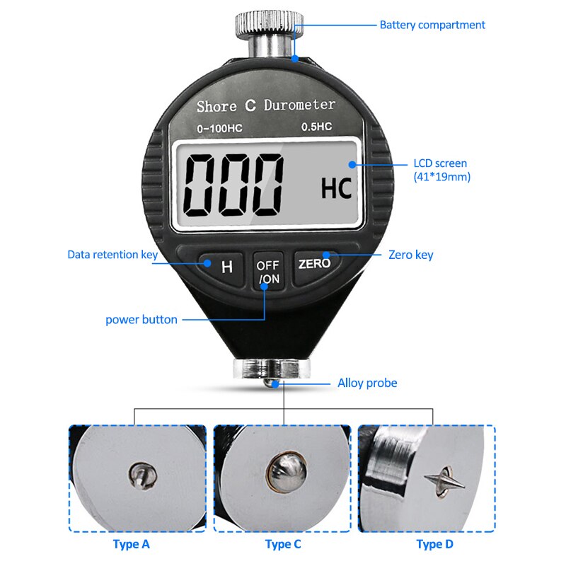 HA HD HC Digital Shore Durometer LCD Display Sclerometer Rubber Hardness Tester Meter paragraph