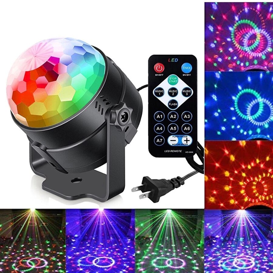 Sound Activated Roterende Disco Ball Dj Party Verlichting 3W 3LED Rgb Led Podium Verlichting Voor Kerst Bruiloft Geluid Party lichten