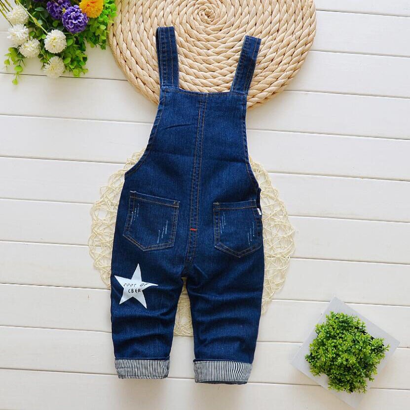 Girls Denim Overalls Spring autumn cotton long trousers Kids suspender jeans Solid Girls Casual jeans short 1-3T baby boys pants