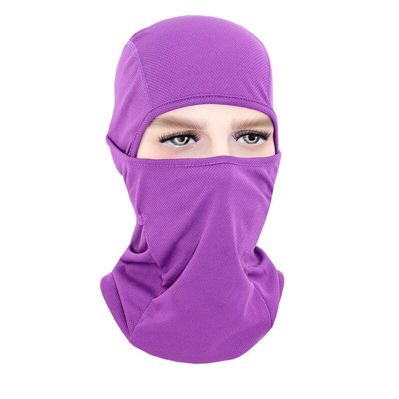 Outdoor Face Mask Motorcycle Full Face Mask Balaclava Ski Neck Protection Windproof Sun Protection Mask 8Colors: Purple