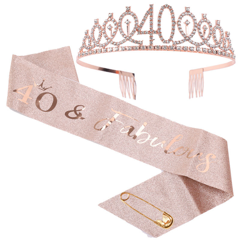 10 15 18 21 30 40 50 jarige meisje koningin satijnen sjerp kristallen kroon voor vrouwen kinderen verjaardag jubileum decoraties feestartikelen: Donker kaki