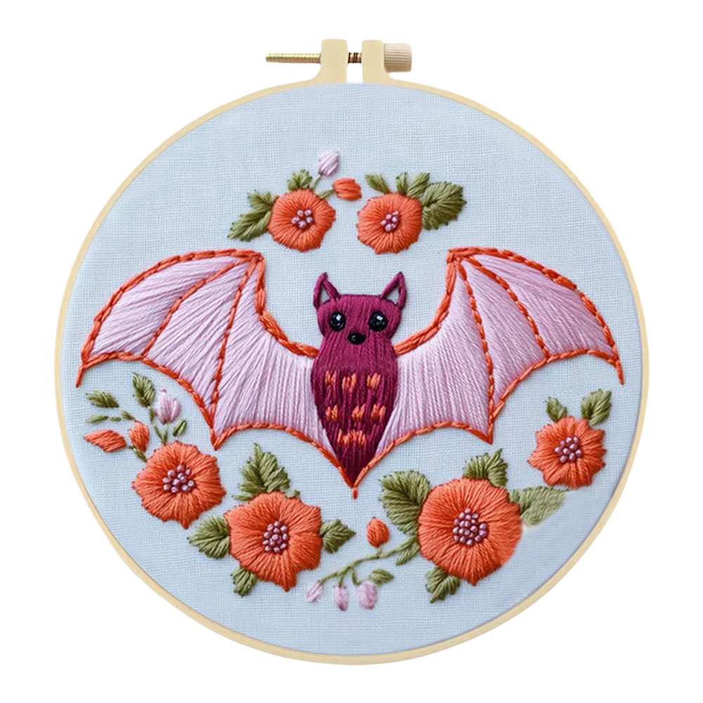 Borduursets met dierlijk gestempeld kruissteek en gekleurd draad van hoepeldoek: Light Grey