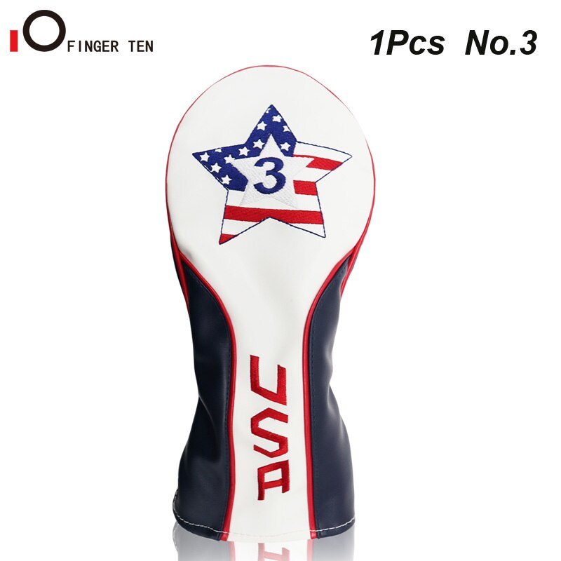 Deluxe Synthetic Leather Golf Head Covers for Woods Driver Fairway Rescue Club Cover No.1 3 5: 1Pc No.3-USA Star