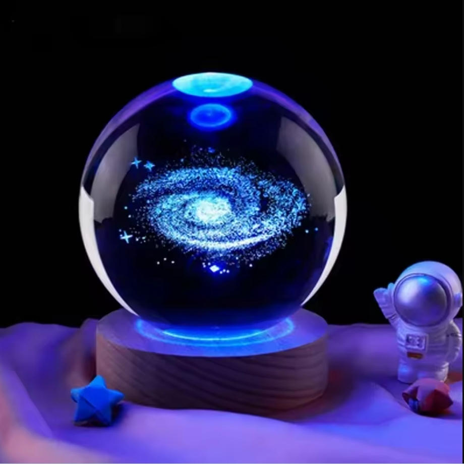 3d kristalllampor lampa glödande planetarisk galax nattlampa kristallkula nattlampor sänglampa heminredning jul: Beige / Röd