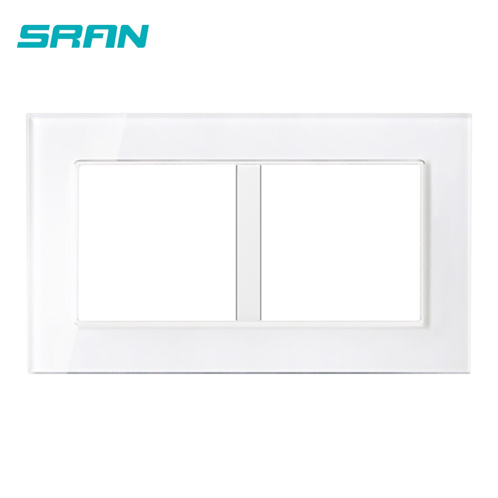 SRAN Blank panel with Installing iron plate 146mm*86mm white crystal tempered glass switch socket panel