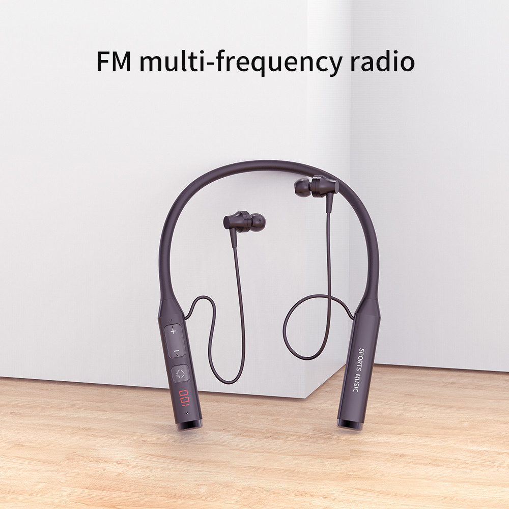 3 In 1 Bluetooth 5.0 Sport Draadloze Koptelefoon Nekband Magneet Hifi Stereo Headset Ondersteuning MP3 Speler Fm Radio Tf Card met Mic