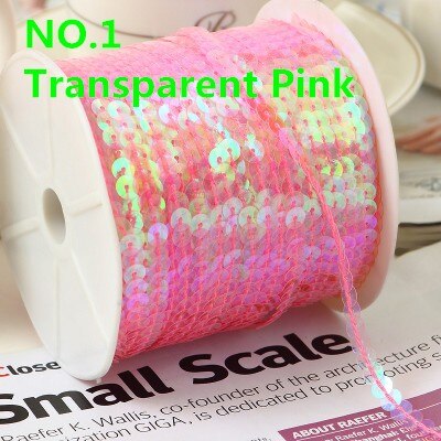 100Yard 6Mm Ab Plating Kleur Spangle Pailletten Lint Op Trim, platte Ronde Sequin Naaien Pailetten String In Roll Voor Wedding Craft: AB Transparent Pink
