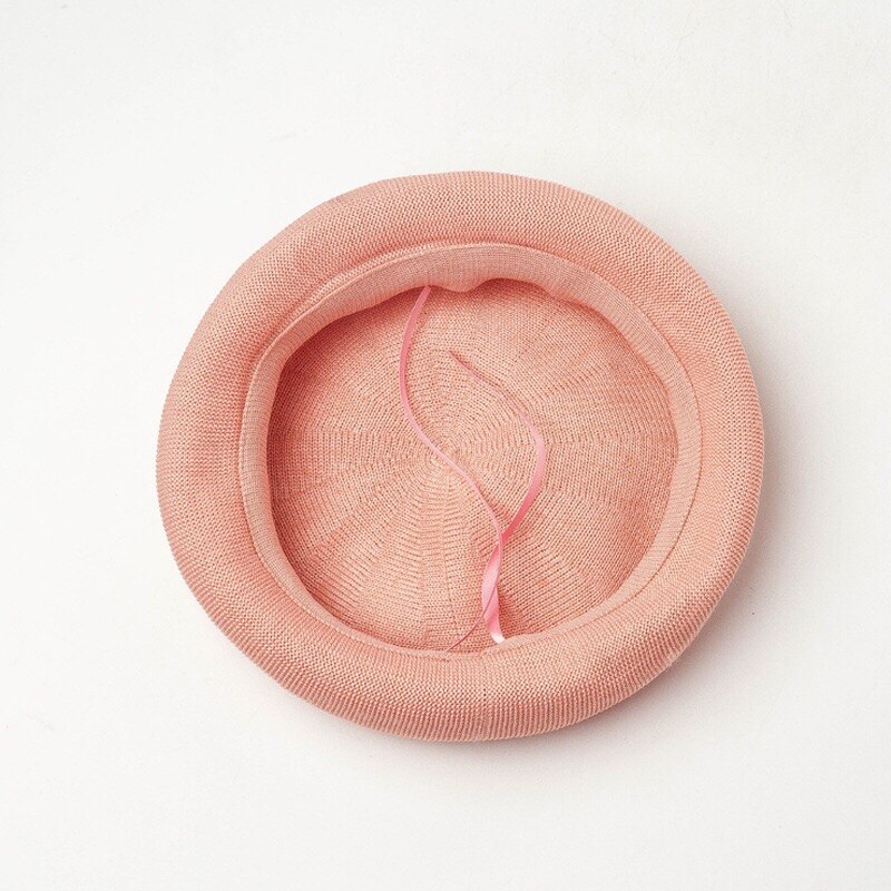 Simple light version 18-color women's beret hat spring and summer thin linen texture painter hat girl beanie hat